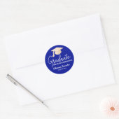 Afstuderen script | AFSTUDEERDER PET | Bedankt Blu Ronde Sticker (Envelop)