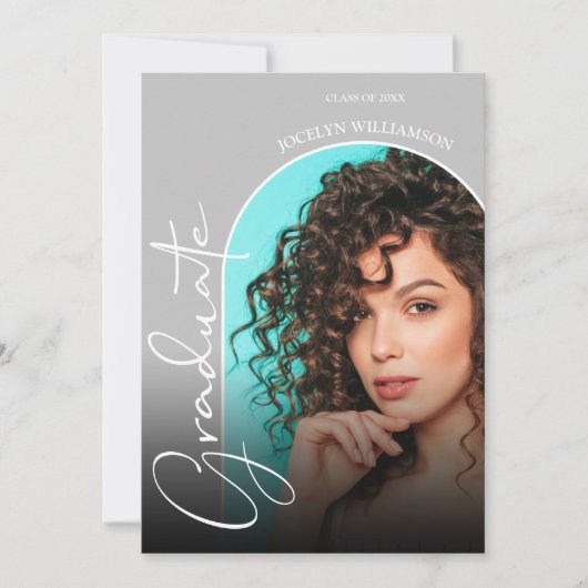 Afstuderen Script Arch Photo Invitation Kaart (Voorkant)