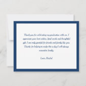 Afstuderen script blauw dank u notitiekaartje (Achterkant)