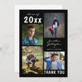 Afstuderen Script Bold Photo Collage Black Bedankkaart (Voorkant / Achterkant)