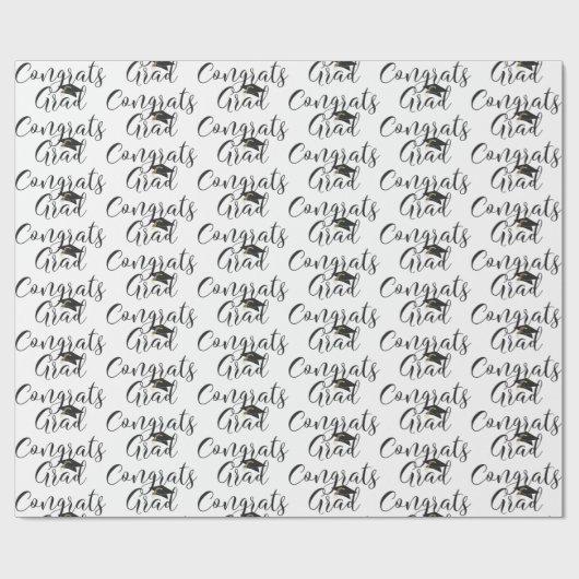 Afstuderen Script CONGRATS AFSTUDEERDER Black Whit Cadeaupapier (Vlak)