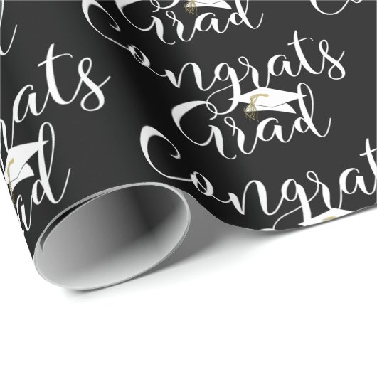 Afstuderen Script CONGRATS AFSTUDEERDER Editable B Cadeaupapier (Rol Hoek)