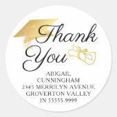 Afstuderen Script Dank u Faux Gold Foil Pet Ronde Sticker (Voorkant)