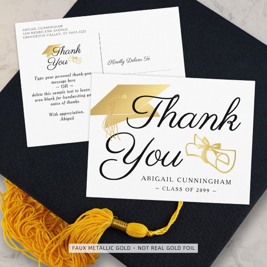 Afstuderen Script Dank u Faux Gold Pet Diploma Briefkaart