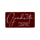 Afstuderen Script Dark Maroon Retouradres Etiket (Voorkant)