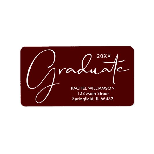 Afstuderen Script Dark Maroon Retouradres Etiket (Voorkant)