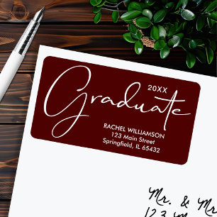 Afstuderen Script Dark Maroon Retouradres Etiket