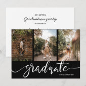 Afstuderen Script Drie Foto's Afstudeerfeest Kaart (Voorkant / Achterkant)