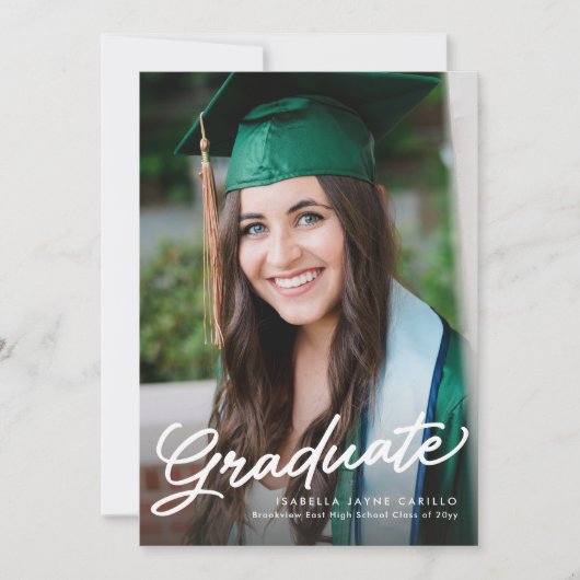 Afstuderen script eenvoudige moderne foto afstuder aankondiging (Voorkant)