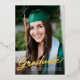 Afstuderen script eenvoudige moderne foto afstuder folie uitnodiging