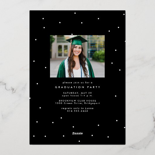 Afstuderen script eenvoudige moderne foto afstuder folie uitnodiging (Achterkant)