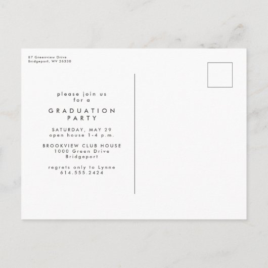 Afstuderen script eenvoudige moderne foto afstuder uitnodiging briefkaart (Achterkant)