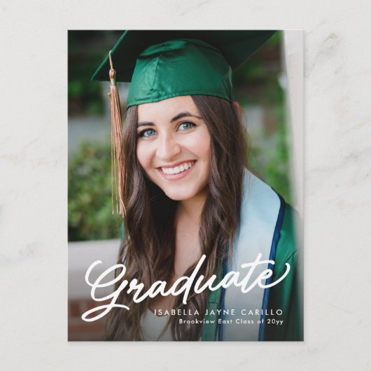 Afstuderen script eenvoudige moderne foto afstuder uitnodiging briefkaart (Voorkant)
