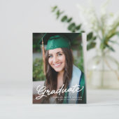 Afstuderen script eenvoudige moderne foto afstuder uitnodiging briefkaart (Staand voorkant)