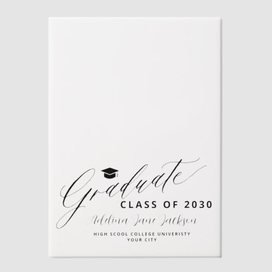 Afstuderen script Elegant afstuderen Overlay Vellum Uitnodigingen (Voorkant)