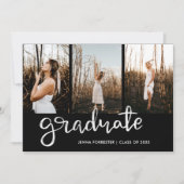 Afstuderen Script Elegant Black | Foto Kaart (Voorkant)