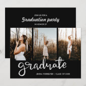 Afstuderen Script Elegant Black | Foto Kaart (Voorkant / Achterkant)