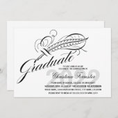 Afstuderen Script Feather Quill Kaart (Voorkant / Achterkant)
