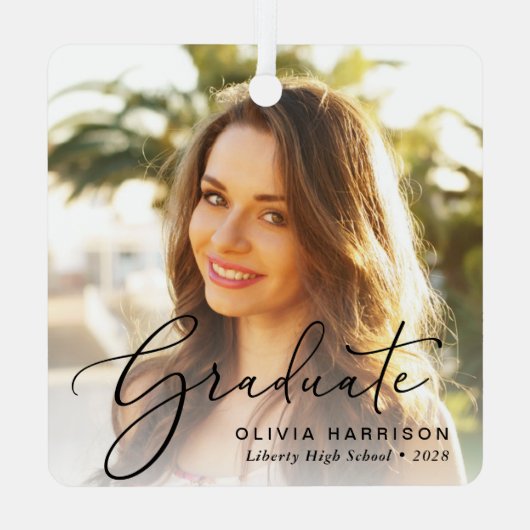 Afstuderen Script-fotobedekking Metalen Ornament (Achterkant)