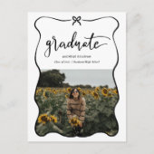 Afstuderen script Handgeschreven Schattige Bow Hea Aankondigingskaart (Voorkant)