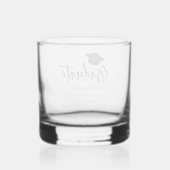 Afstuderen Script Navy Blue gepersonaliseerde aand Whisky Glas (Achterkant)