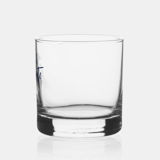 Afstuderen Script Navy Blue gepersonaliseerde aand Whisky Glas (Links)