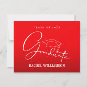 Afstuderen script op Red Thank You Notitiekaartje (Voorkant)