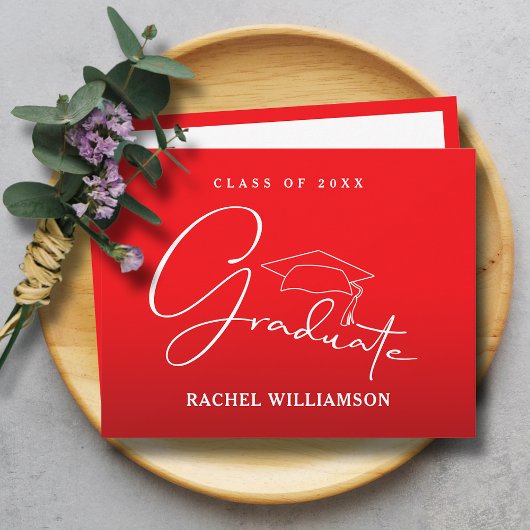 Afstuderen script op Red Thank You Notitiekaartje
