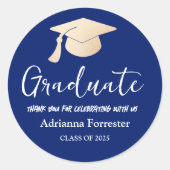 Afstuderen script | PET AFSTUDEERDER | Hartelijk d Ronde Sticker (Voorkant)