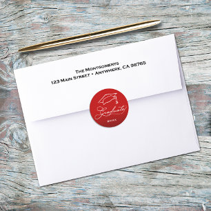 Afstuderen Script Red Envelope Seal Ronde Sticker