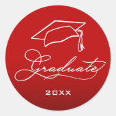 Afstuderen Script Red Envelope Seal Ronde Sticker (Voorkant)