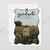 Afstuderen Script Schattige Bow Heart Lijst | Foto Aankondigingskaart (Voorkant / Achterkant)