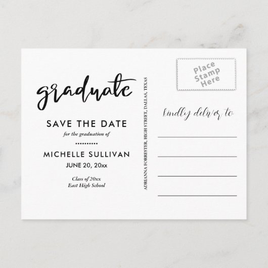 Afstuderen Script Schattige Bow Heart Lijst | Foto Aankondigingskaart (Achterkant)