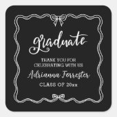 Afstuderen script Schattigee boog | Dank je Vierkante Sticker (Voorkant)