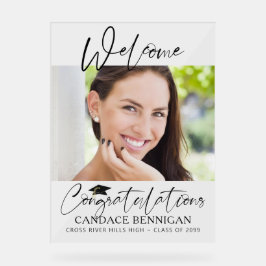 Afstuderen Script Welkom Foto Gefeliciteerd Acryl Bord