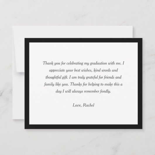 Afstuderen Script Zwart Dank u Notitiekaartje (Achterkant)