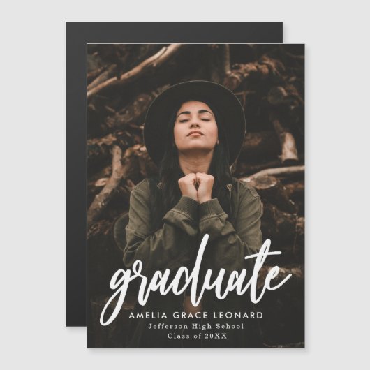 Afstuderen Scripted Photo Magnetische Uitnodiging (Voorkant / Achterkant)