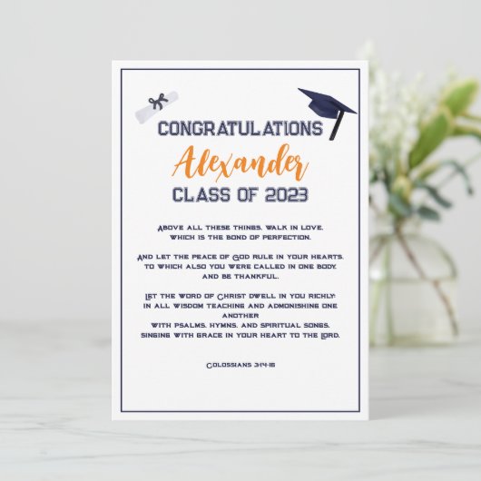 Afstuderen Scripting Oranje Wenskaart Kaart (Staand voorkant)