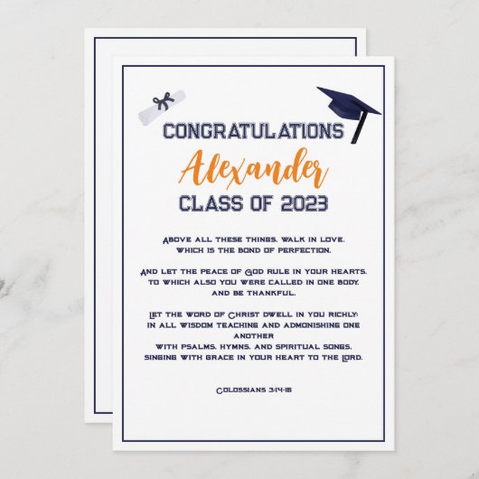 Afstuderen Scripting Oranje Wenskaart Kaart (Voorkant / Achterkant)