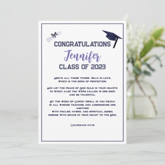 Afstuderen Scripting Paars Wenskaart Kaart (Staand voorkant)