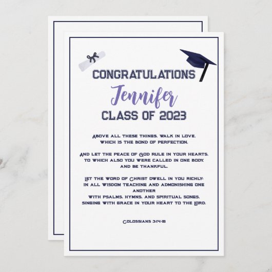 Afstuderen Scripting Paars Wenskaart Kaart (Voorkant / Achterkant)