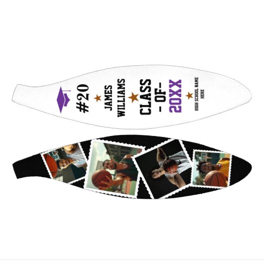 Afstuderen Senior Aangepaste Naam, Nummer & 4 Foto Basketbal (Panelen)