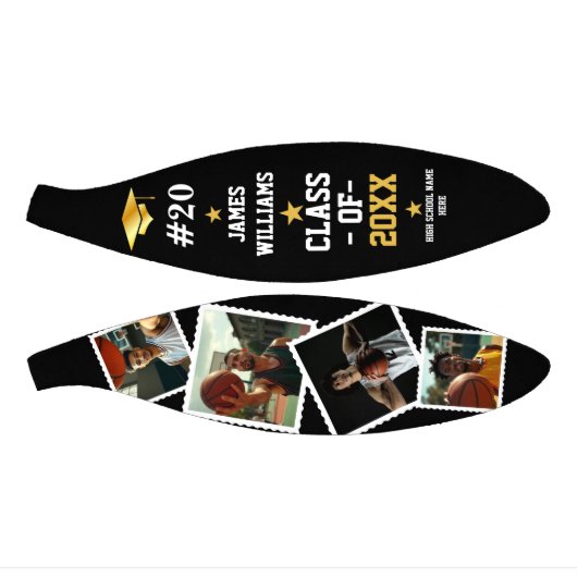 Afstuderen Senior Aangepaste Naam, Nummer & 4 Foto Basketbal (Panelen)