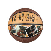 Afstuderen Senior Aangepaste Naam, Nummer & 4 Foto Basketbal (Voorkant)
