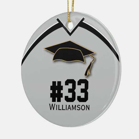 Afstuderen Senior Football Player Silver Grey Keramisch Ornament (Links)