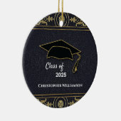 Afstuderen Senior Year Elegant Black Gold Keramisch Ornament (Rechts)