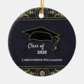 Afstuderen Senior Year Elegant Black Gold Keramisch Ornament (Voorkant)
