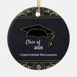 Afstuderen Senior Year Elegant Black Gold Keramisch Ornament