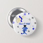 Afstuderen Shark party class of button (Voorkant /achterkant)