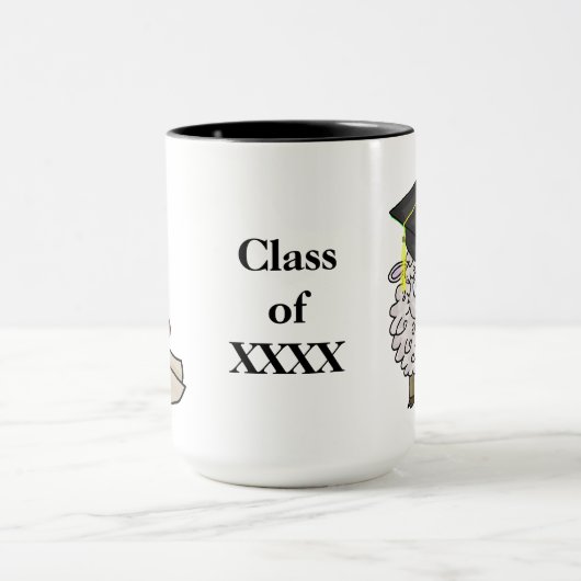 Afstuderen Sheepskin Mok past Jaar aan! (Midden)